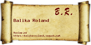 Balika Roland névjegykártya